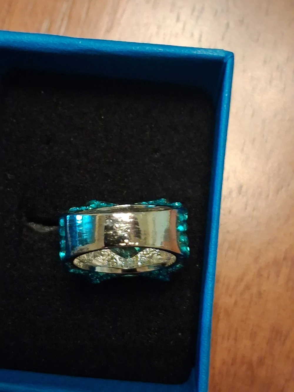 JTV Silver Green Cubic Zirconia Cocktail Ring